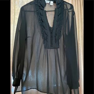 - Chico’s Sheer Black Tunic